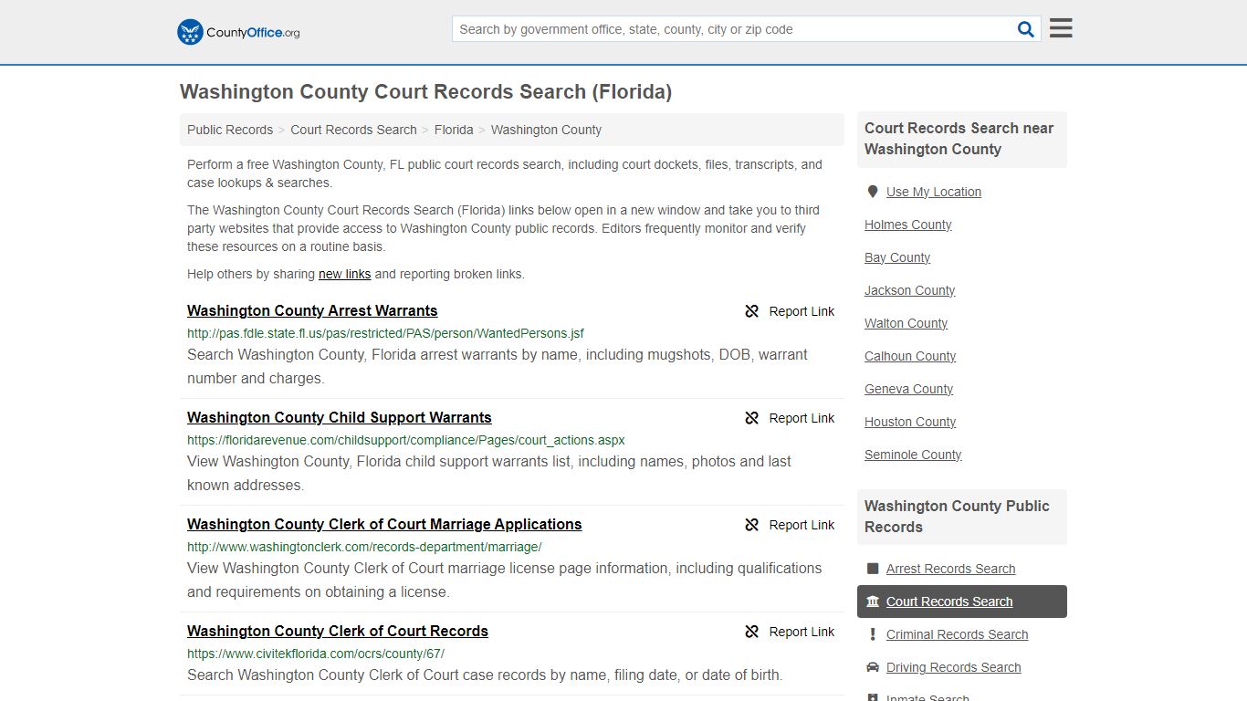 Washington County Court Records Search (Florida) - County Office